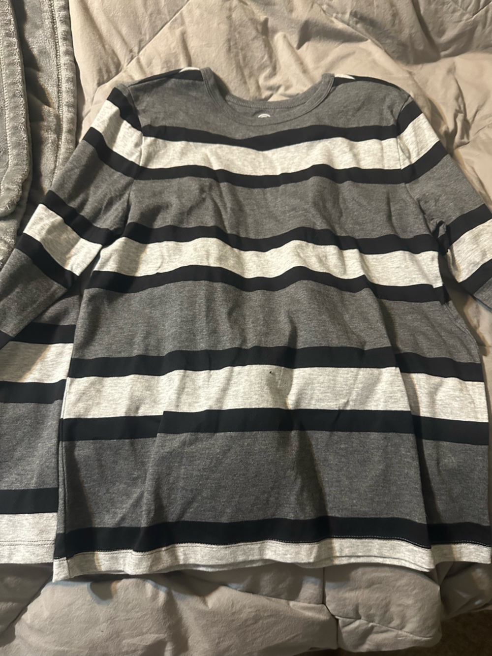 wonder nation Gray and Black Striped Knit Top